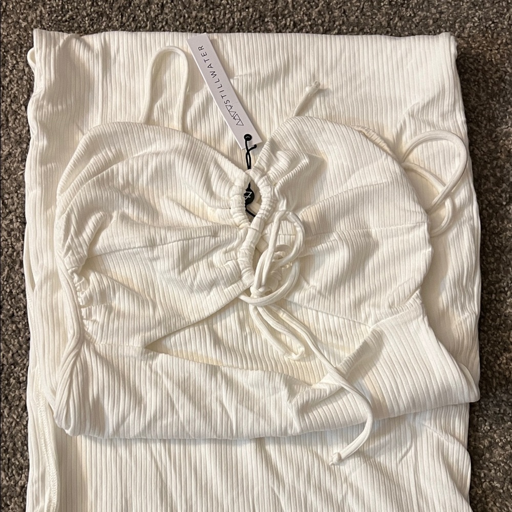 NWT Stillwater, Wide Rib Jules Cut Out Dress, White, Size Small - Picture 5 of 6